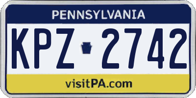 PA license plate KPZ2742