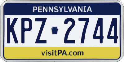 PA license plate KPZ2744