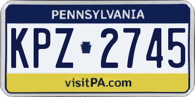 PA license plate KPZ2745