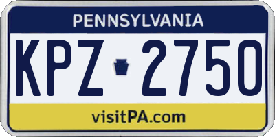 PA license plate KPZ2750