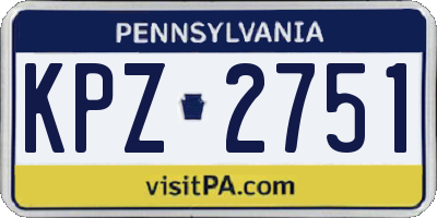 PA license plate KPZ2751