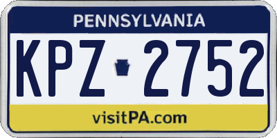 PA license plate KPZ2752