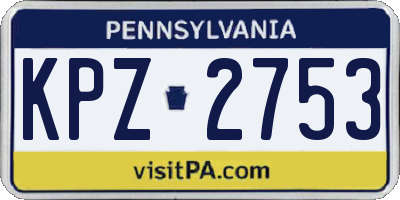 PA license plate KPZ2753