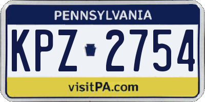 PA license plate KPZ2754