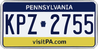 PA license plate KPZ2755