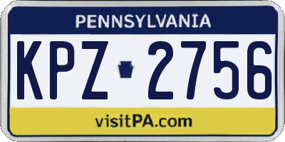 PA license plate KPZ2756