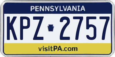 PA license plate KPZ2757