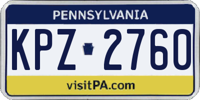 PA license plate KPZ2760
