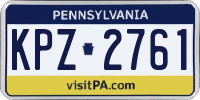 PA license plate KPZ2761