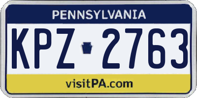 PA license plate KPZ2763