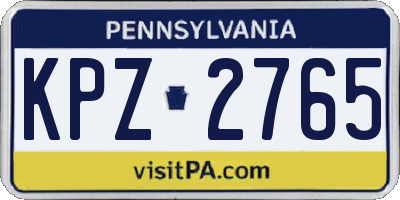 PA license plate KPZ2765