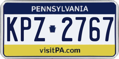 PA license plate KPZ2767