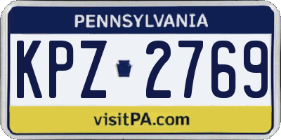 PA license plate KPZ2769