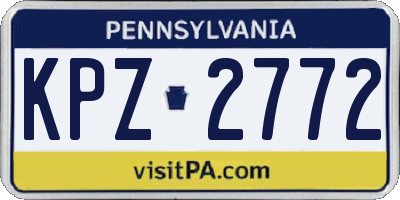 PA license plate KPZ2772
