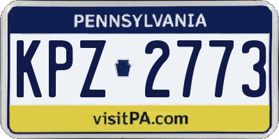 PA license plate KPZ2773