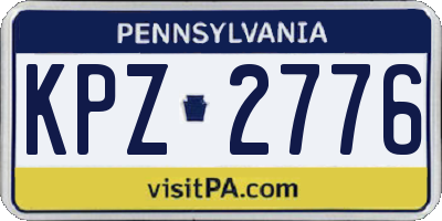 PA license plate KPZ2776