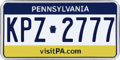 PA license plate KPZ2777