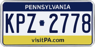 PA license plate KPZ2778