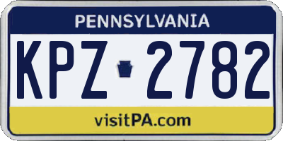 PA license plate KPZ2782