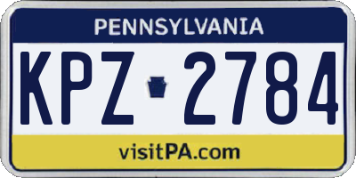 PA license plate KPZ2784