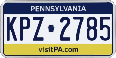 PA license plate KPZ2785