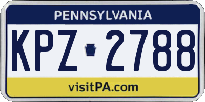 PA license plate KPZ2788