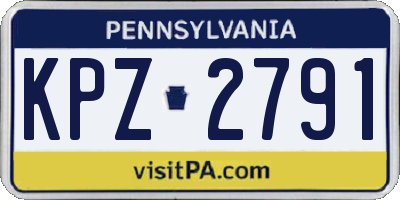 PA license plate KPZ2791