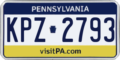 PA license plate KPZ2793