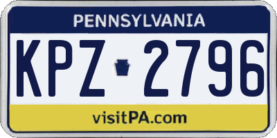 PA license plate KPZ2796