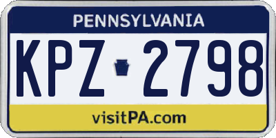 PA license plate KPZ2798