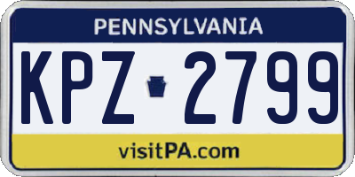 PA license plate KPZ2799