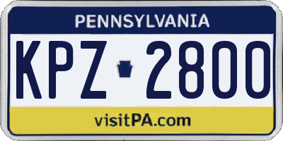 PA license plate KPZ2800