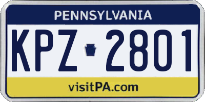 PA license plate KPZ2801
