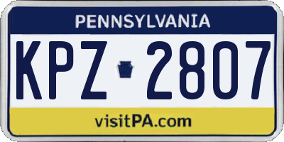 PA license plate KPZ2807
