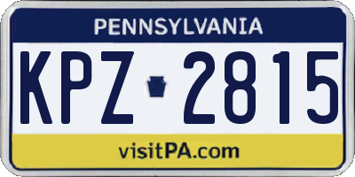 PA license plate KPZ2815