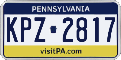PA license plate KPZ2817