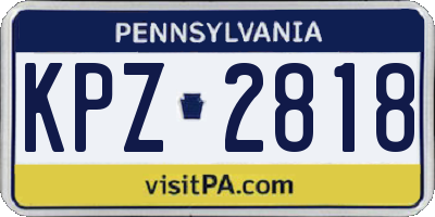 PA license plate KPZ2818