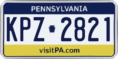 PA license plate KPZ2821