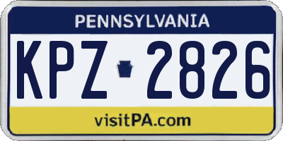 PA license plate KPZ2826