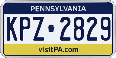 PA license plate KPZ2829