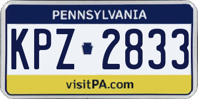 PA license plate KPZ2833