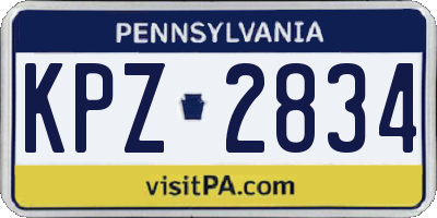 PA license plate KPZ2834