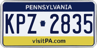 PA license plate KPZ2835