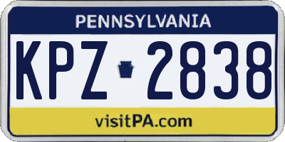 PA license plate KPZ2838
