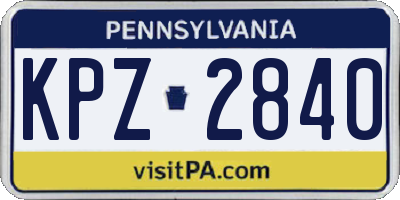 PA license plate KPZ2840