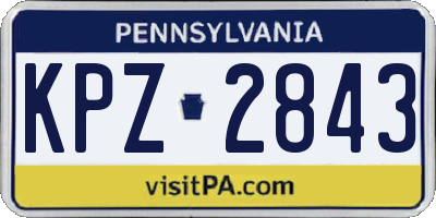 PA license plate KPZ2843