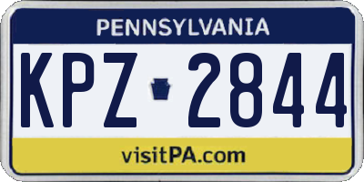 PA license plate KPZ2844