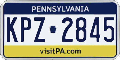PA license plate KPZ2845