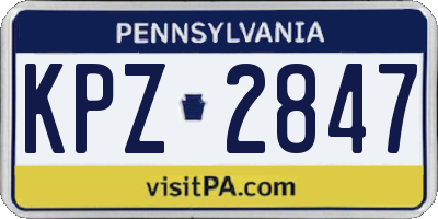 PA license plate KPZ2847