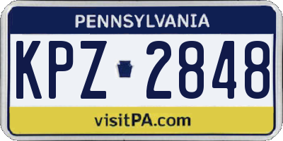 PA license plate KPZ2848